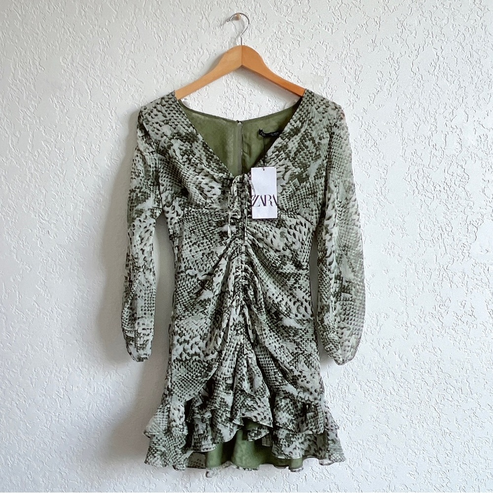 Zara Animal Print Draped Dress